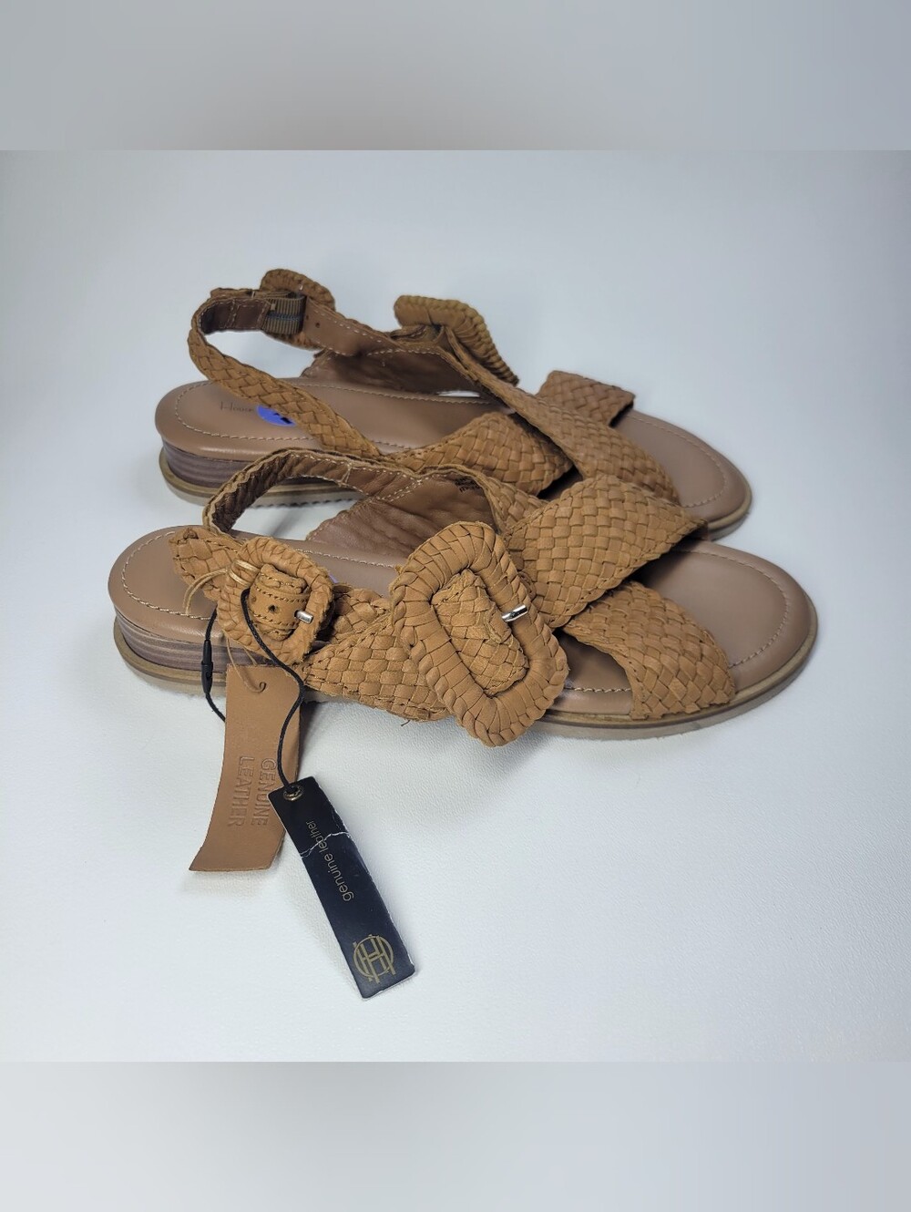 NWT House of Harlow Brown Woven Leather Sandals 7.5